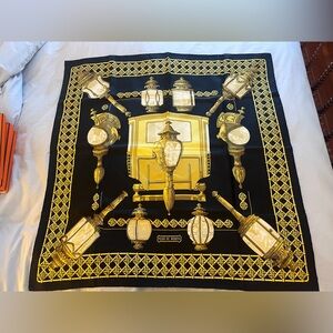 Vintage Hermes Silk Scarf Feux de Route Black 90cm Bonwit Teller